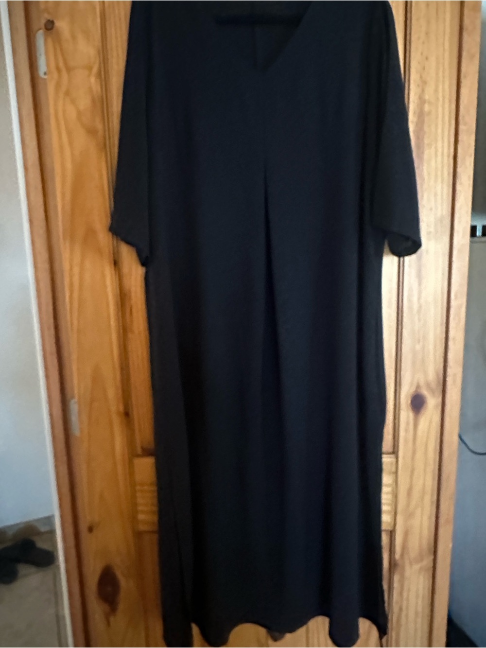 Classic Black V-Neck Women's Dress - Relaxed Fit